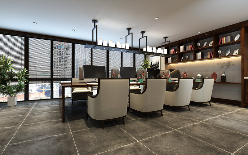 新中式<a href=http://m.latteye.com/tags-457.html target=_blank class=infotextkey>辦公室裝飾設計</a>效果圖